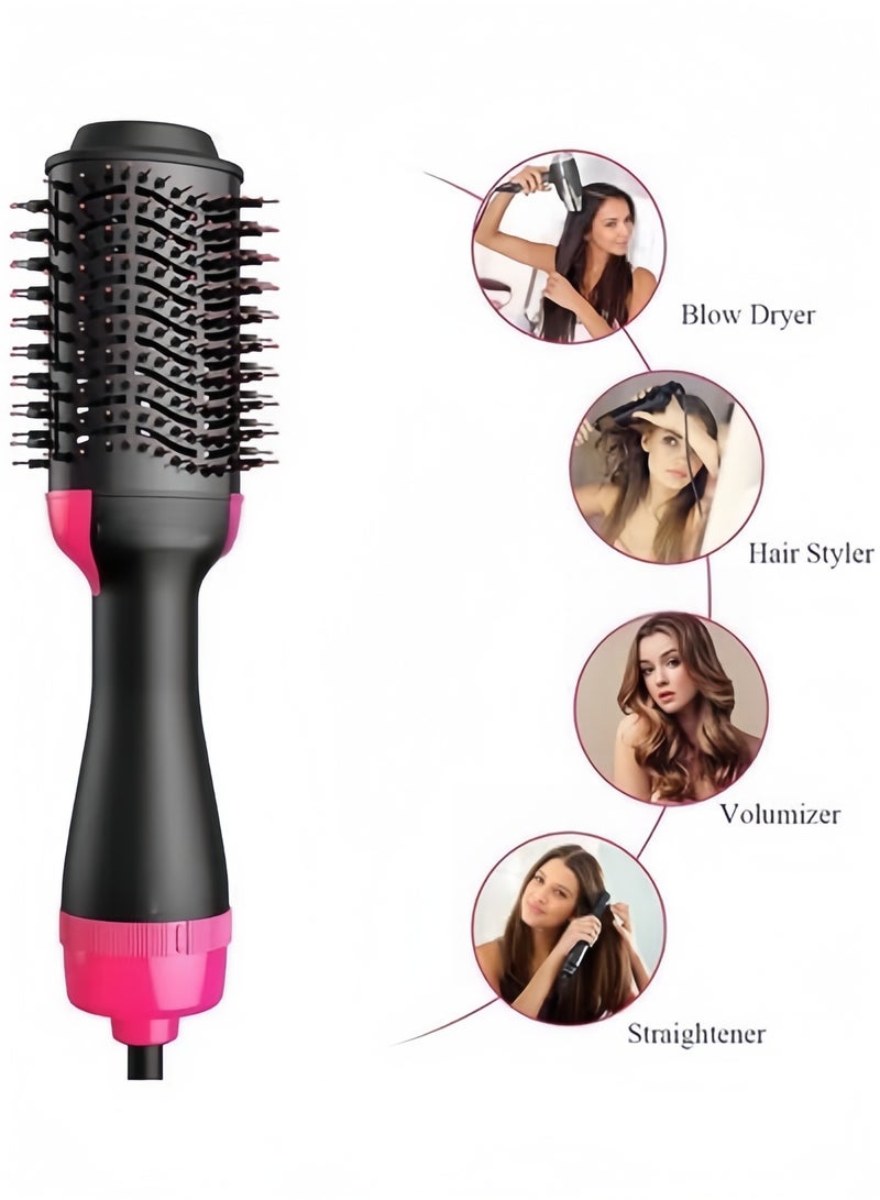 مشط فرد وتجعيد وتجفيف الشعر الكهربائي الاحترافي باستخدام الهواء الساخن أسود/وردي 34 x 7.5 x 5.5سم